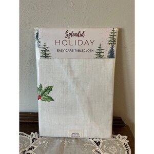 Holiday Oval Tablecloth with Red and Black Checkered Border